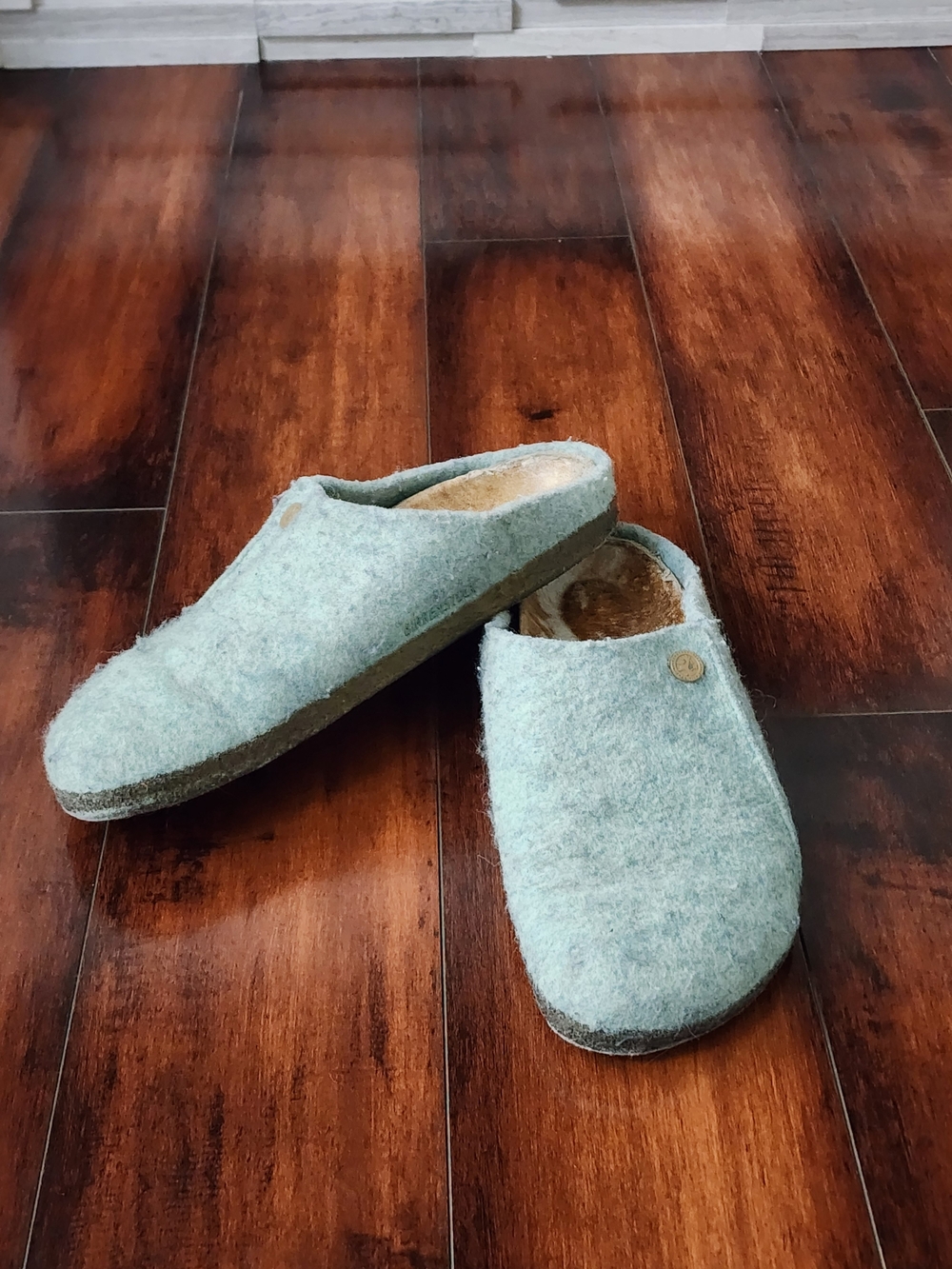 Birkenstock Zermatt Wool Felt Clog Slippers – Light Blue – EU 41